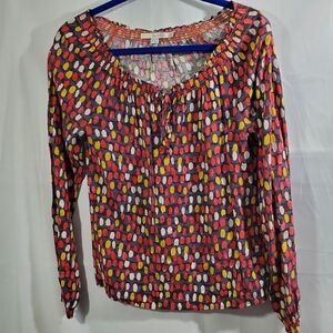 Boden Multicolor Dot Printed Front Tie Top Blouse Size 4
